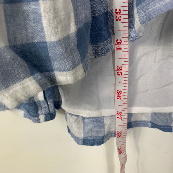 Rails XS Brigitte Wrap Mini Dress Blue Buffalo Plaid Check Short Sleeves Ruffle - Picture 5 of 10